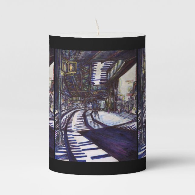 Dusting the Piano Pillar Candle (Front)