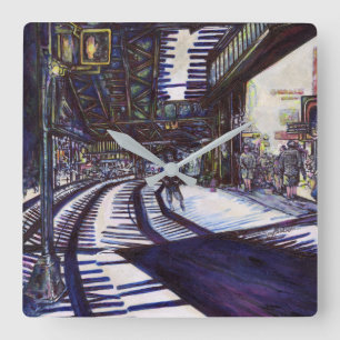 Dusting the Piano Square Wall Clock