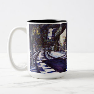 Dusting the Piano Two-Tone Coffee Mug