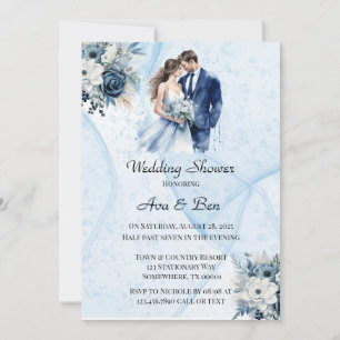Dusty Alcohol Ink Floral Wedding Shower Invitation