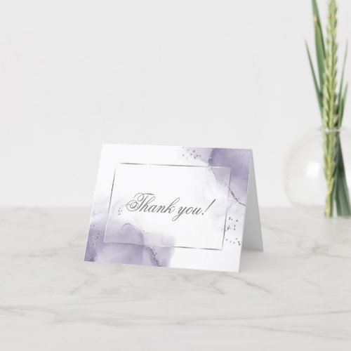  Dusty Amethyst Purple Silver Abstract Thank You Card