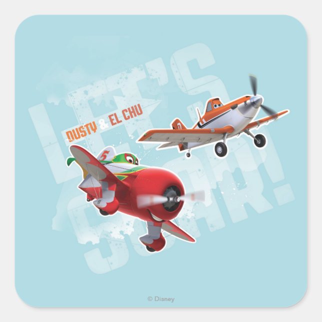Dusty and El Chu - Let's Soar! Square Sticker (Front)