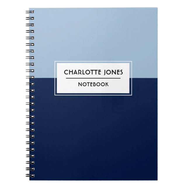 Dusty and Navy Blue Personalized Notebook (Front)