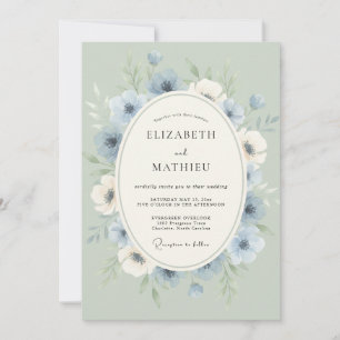 Dusty Anemone Wreath Wedding Invitation