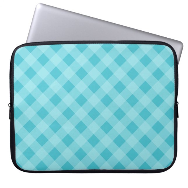 Dusty Aqua Gingham Laptop Sleeve (Front)