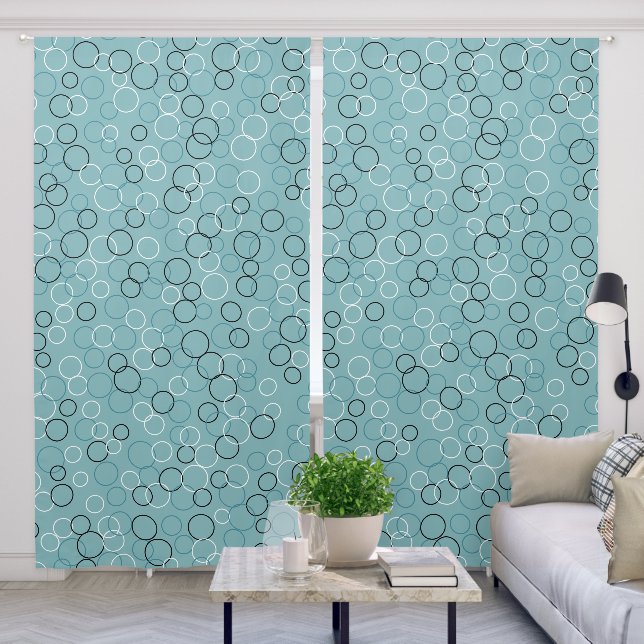 Dusty Aqua Pattern Curtains  (Living Room)