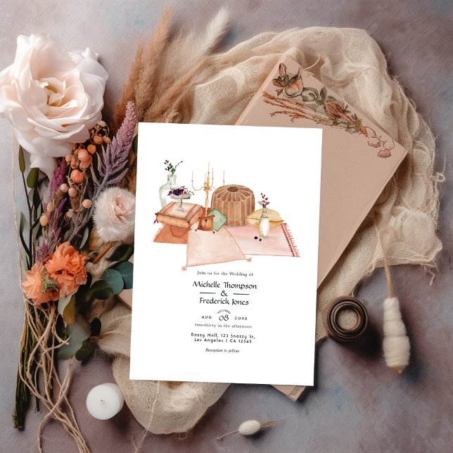 Dusty Autumn Shrine Bohemian Wedding Invitation (Creator Uploaded)