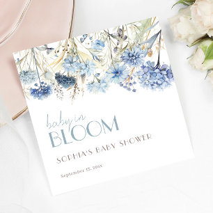 DUSTY Baby in Bloom Blue Beige Elegant Baby Shower Napkins