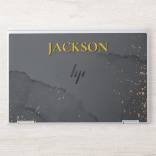 Dusty black and golden marble stone glitter HP laptop skin
