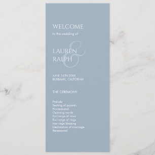 Dusty Bliue Ivory Monogram Welcome Wedding Program