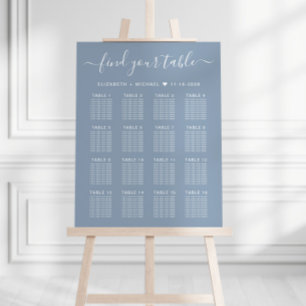 Dusty Blue 16 Table Wedding Seating Chart Foam Board