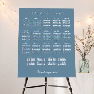 Dusty Blue 19 Table Wedding Seating Chart Foam Board