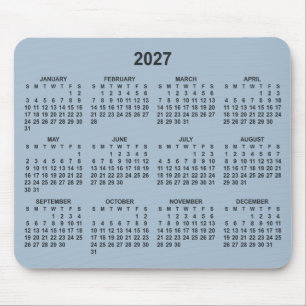 Dusty Blue 2027 Calendar Mouse Pad