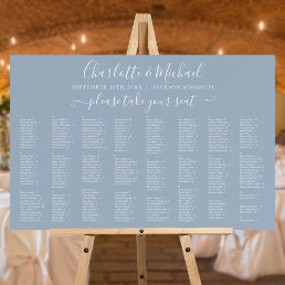 Dusty Blue 300 Names Wedding Seating Chart Sign