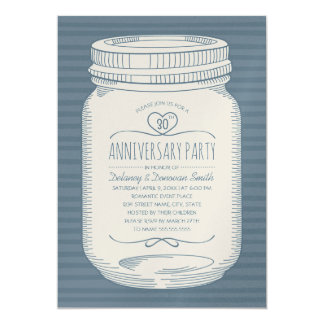 Dusty Blue 30th wedding anniversary Mason Jar Card