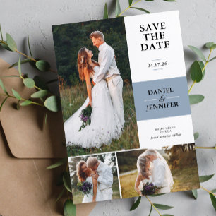 Dusty Blue 3-Photo Gallery Wedding Save The Date