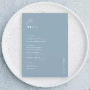 Dusty Blue 5x7" Wedding Table Menu Cards Flat Menu