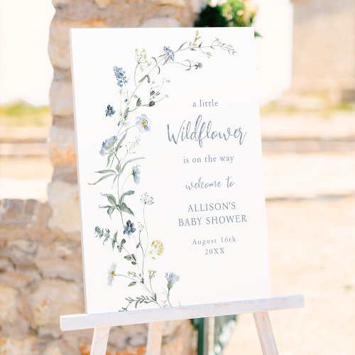 Dusty Blue A Little Wildflower Boho Baby Shower Foam Board