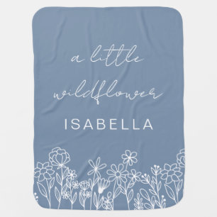 Dusty Blue A Little Wildflower Floral Baby Blanket