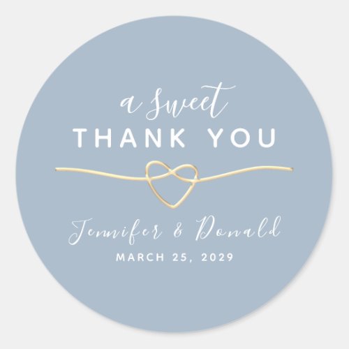 Dusty Blue A Sweet Thank You Wedding Classic Round Sticker