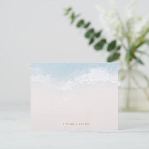 Dusty blue abstract wave Personalized Stationery Note Card