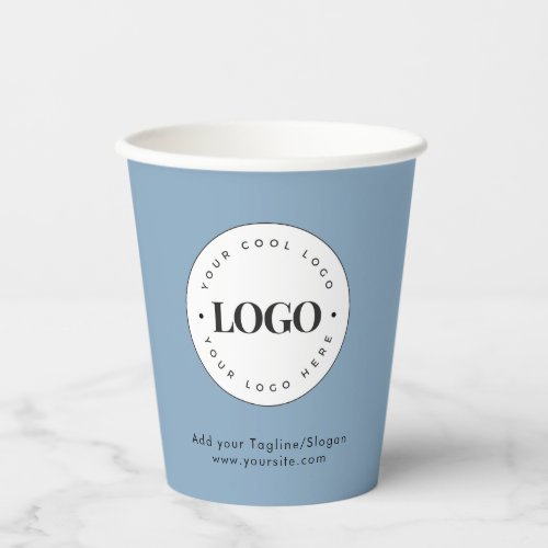 Dusty Blue Add Custom Business Company Logo Party Paper Cups