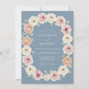 Dusty Blue Aesthetic Spring Wedding Invitation
