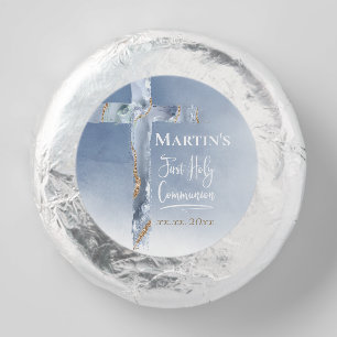 dusty blue agate cross First Communion Dipped Oreo Cookie Favors