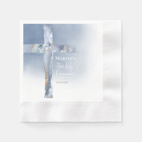 dusty blue agate cross First Communion