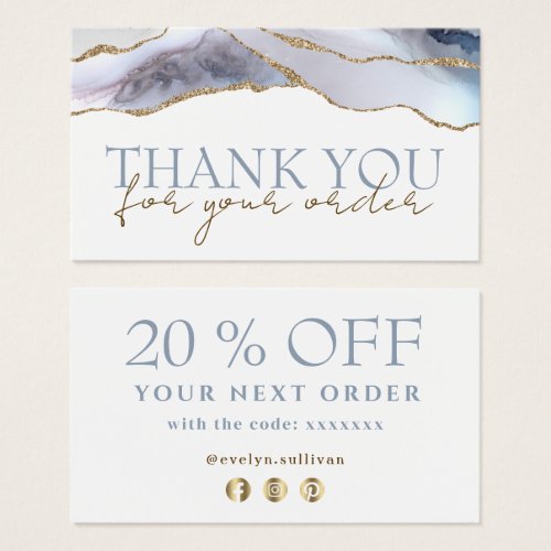 Dusty blue agate thank you discount card