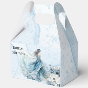 Dusty Blue Alcohol Ink Bride Bridal Shower Favor Boxes