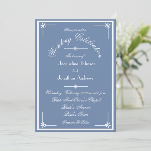 Dusty Blue All In One RSVP Email Website Wedding Invitation