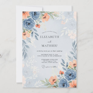 Dusty Blue Alluring Spring Wedding Invitation