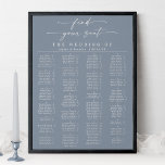 Dusty Blue Alphabetical Wedding Seating Chart at Zazzle
