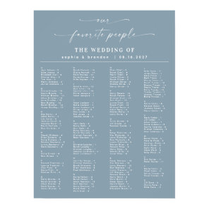 Dusty Blue Alphabetical Wedding Seating Chart