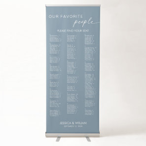 Dusty Blue Alphabetical Wedding Seating Chart Retractable Banner