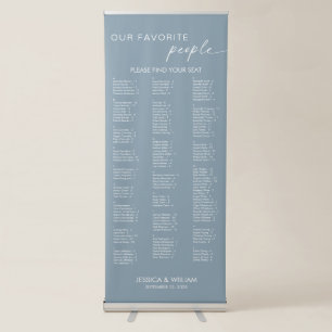 Dusty Blue Alphabetical Wedding Seating Chart Retractable Banner