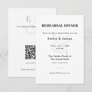 Dusty Blue Ampersand Wedding Rehearsal Dinner Enclosure Card