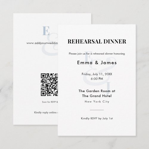 Dusty Blue Ampersand Wedding | Rehearsal Dinner Enclosure Card