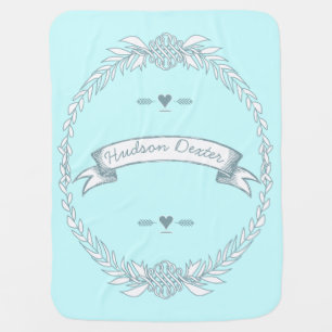 Dusty Blue and Aqua Vintage Garland Lil' Man Receiving Blanket