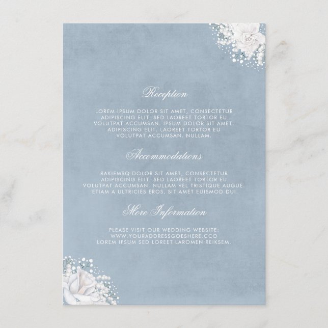 Dusty Blue and Baby's Breath Wedding Information Enclosure Card (Front)