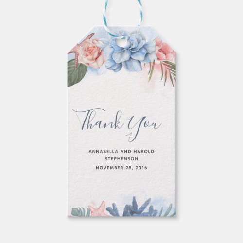 Dusty Blue and Blush Beach Inspired Thank You Gift Tags