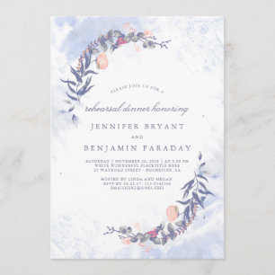 Dusty Blue and Blush Floral Rehearsal Dinner Invitation