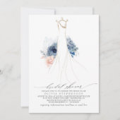 Dusty Blue and Blush Flowers Dress Bridal Shower Invitation (Front)