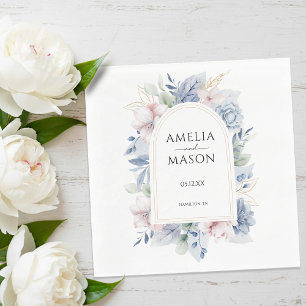 Dusty Blue and Blush Pink Floral Arch Wedding Napkins