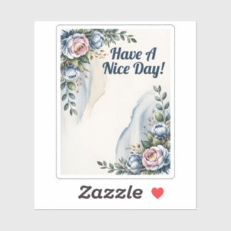 Dusty Blue and Blush Pink Floral Corner Frame Sticker
