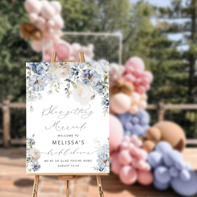 Dusty Blue and Blush Pink Floral Welcome  Foam Board (Creator Uploaded)