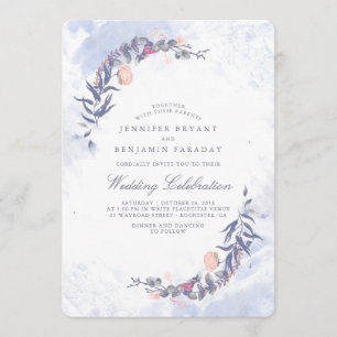 Dusty Blue and Blush Watercolors - Floral Wedding Invitation