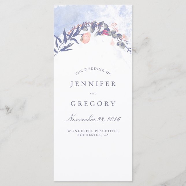 Dusty Blue and Blush Wedding Programs (Front)