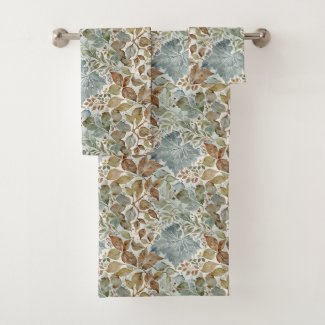 Dusty Blue and Brown Botanical Leaf